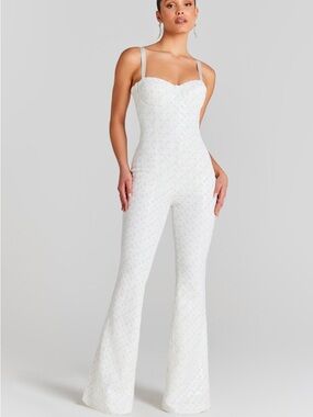 White Embellished Corset Jumpsuit